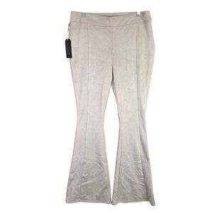 Womens Shyanne Beige Suede-Like Flared Pants Polyester Blend Stretch Size XL